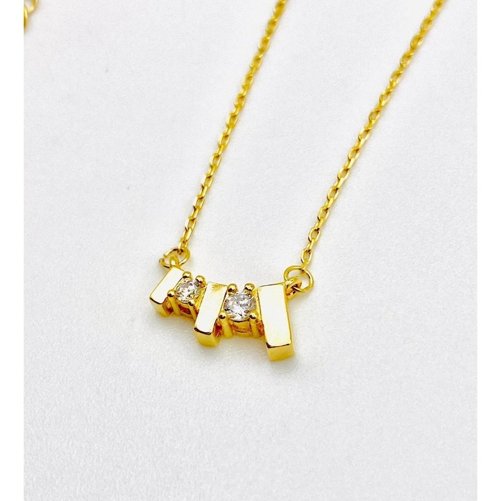Cubic Zircon Gold Trilogy Necklace